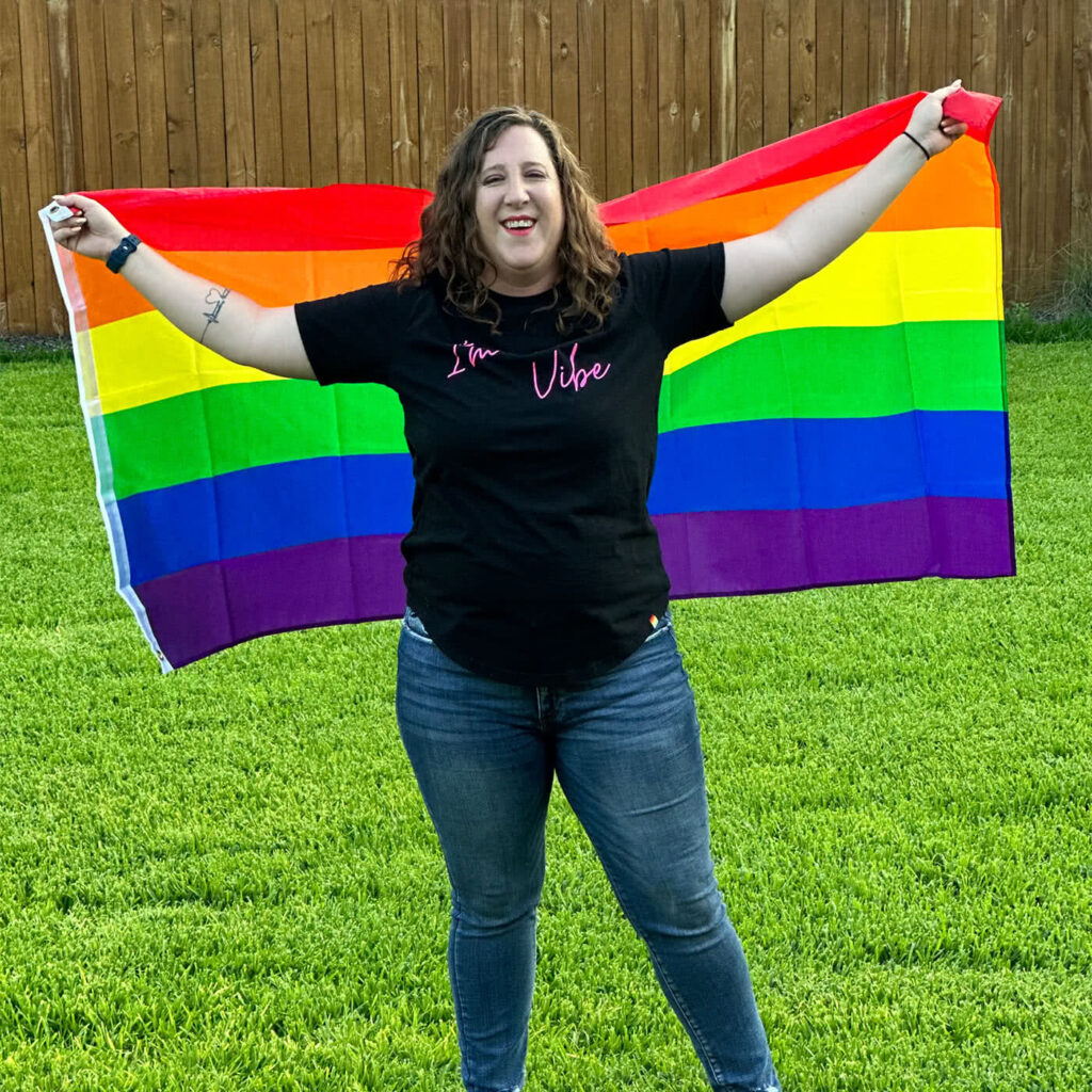 Pride flag and shirts supporting the LGBTQIA + community.