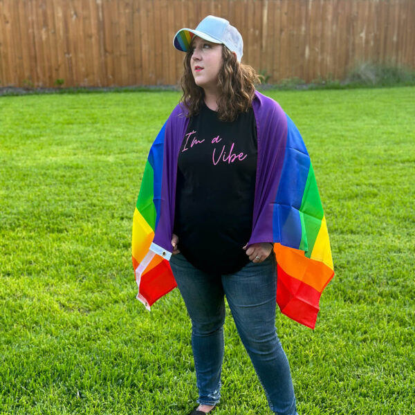 Pride Apparel: Pride Hat in White and I'm a Vibe shirt