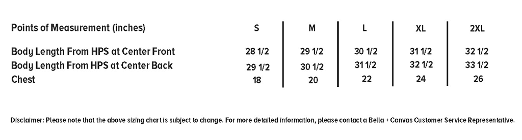 Shirt sizing guide