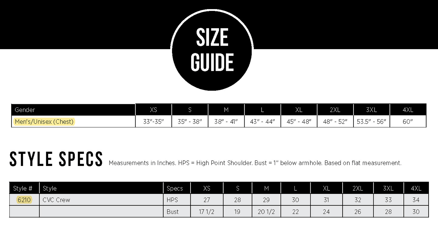 Shirt sizing guide